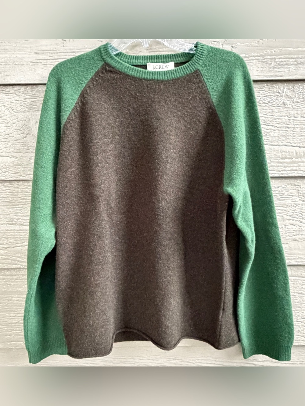 Vintage 90s J. Crew 100% Lambswool Wool Sweater Raglan Colorblock Men Medium